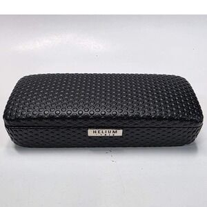 Helium Paris Black Textured Hard Shell Eyeglasses Sunglasses Case Clamshell Logo